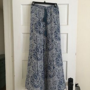 Blue Paisley Palazzo Pants S